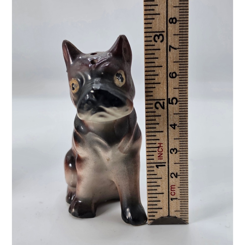 Vintage French Bulldog Boston Terrier Salt and Pepper Shakers Japan Ceramic Set - Picture 6 of 7